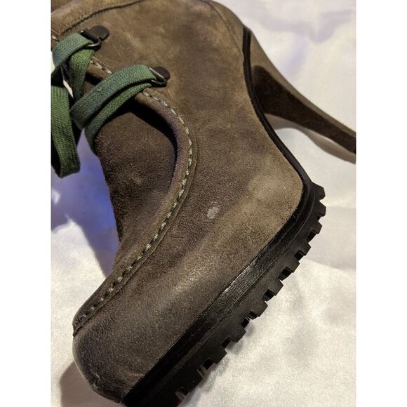 ASH Poppy Suede Lace Up Platform Stiletto Bootie in Sparrow Sz 38.5 / 8.5 US IOB - Picture 11 of 13